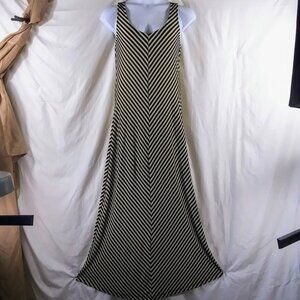 Libian Women's Black Striped Crisscross Back Sleeveless Maxi Dress Plus Size 3XL